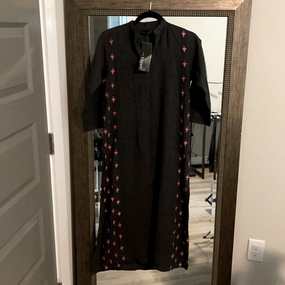 NWT Pakistani / Indian Khaadi dark gray kurta